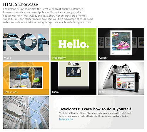 Apple HTML5デモサイト Showcase Apple HTML5デモサイト Showcase